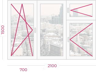 трехстворчатое с форточкой