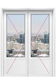 Двухстворчатая дверь с двумя стеклянными вставками и перегородкой - 3 Двухстворчатая дверь с двумя стеклянными вставками и перегородкой - фото - 3