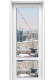 Пластиковая дверь с двумя стеклянными вставками и перегородкой - 3 Пластиковая дверь с двумя стеклянными вставками и перегородкой - фото - 3