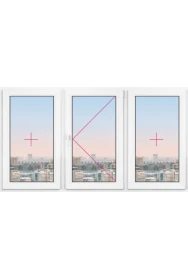 Трехстворчатое окно Rehau Blitz 1800x1500 - 1 Трехстворчатое окно Rehau Blitz 1800x1500 - фото - 1